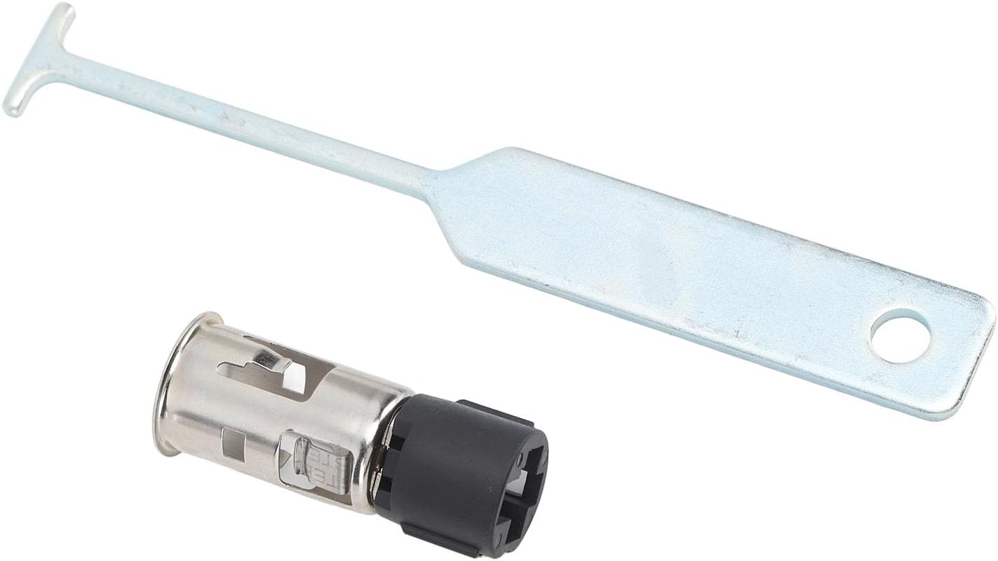Precise Fit Universal Cigarette Lighter Socket Replacement with Disassembly Tool for Most Vehicles Silver