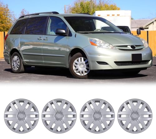 Winjet Wheel Covers Replacements 16'' Hubcaps for Toyota Sienna 2004-2010 Toyota Sienna Wheel Covers, Heavy Duty PP Material [Only Fit Iron Hub - Steel Wheel] (16 Inch Set of 4, Lacquer)