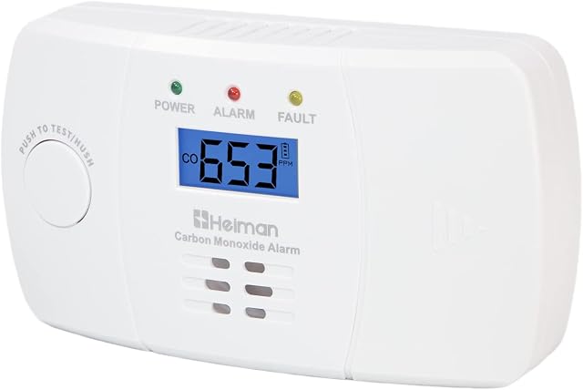 HEIMAN Carbon Monoxide Alarm Detector EN 50291 Certified, CO Alarm Detector, Battery Powered, 10 Year Sensor, 722ES (723)