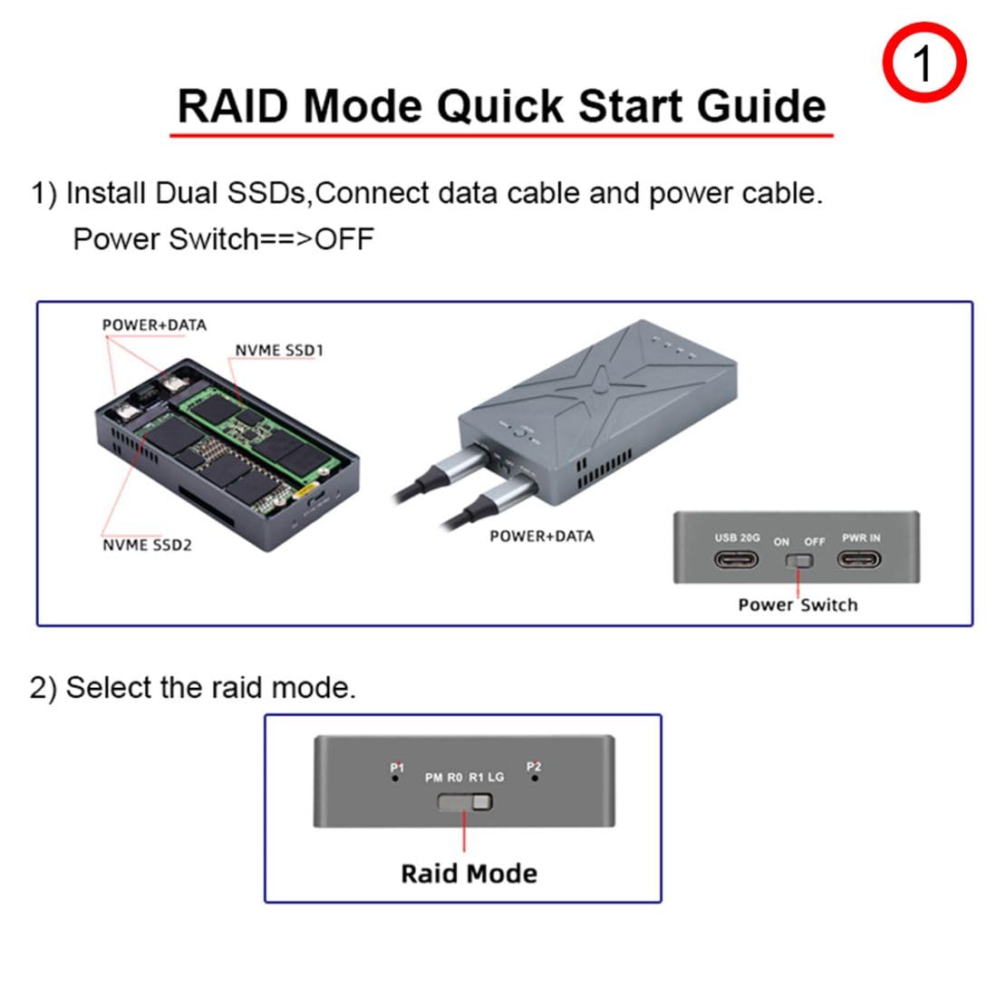 Adattatore SSD CY M.2, Chiave NGFF B+M Chiave M.2 SSD a HDD da 2.5 pollici SATA e Micro USB 3.0 Combo con Adattatore di Custodia Disco (Dual NVME a USB C Raid)