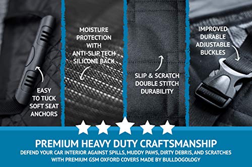 Bulldogology Dog Car Seat Cover Waterproof Heavy Duty Bench Dog Hammock Backseat Protector From Dog Hair, Muddy Paws, Scratches - Pet Car Seat Cover For Cars Trucks Suvs (Large, Black) #TOP3