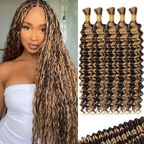 12A P4/27 Ombre Brown Blonde Human Braiding Hair for Boho