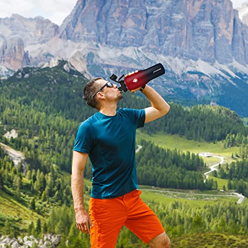 Image of SENDESTAR 32oz Water Bottle Wide Mouth Stainless Steel Vacuum Insulated Double Wall with 2 Straw Lids Fit in Any Car Cup Holder