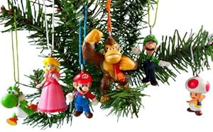 Super Mario Brothers Christmas Ornaments Figurines Pack of 6