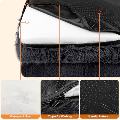 HMTOPE Orthopädisches Hundebett, Hundesofa, hohen Rand, Hundekissen, Hundekorb, Abnehmbar und waschbar, Grosse Hunde, 120 x 85 x 22 cm, Dunkelgrau