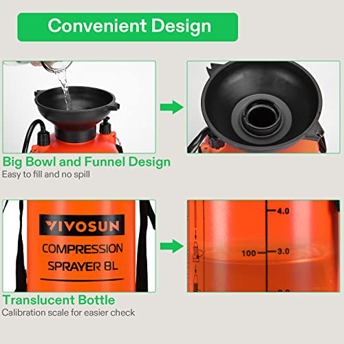 Vivosun 2-Gallon Pump Pressure Sprayer, Pressurized Lawn & Garden Water Spray Bottle With Adjustable Shoulder Strap, Pressure Relief Valve, For Spraying Plants, Garden Watering And Household Cleaning #TOP6