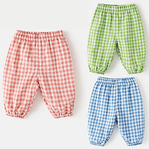 Toddler Boys Summer Cotton Linen Harem Pants Cute Plaid Breathable Long Bloomers Kids Quick 𝗗ry Trousers3