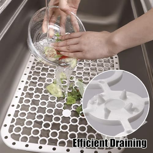 Ouliget Grid Sink Mat for Kitchen Sink,Kitchen Home Basics Scratch Anti-Slip Sink Protector,Dish Drying Mat for Dishes and Glassware,Draining Pad for Vegetable Fruit Washing - Thumbnail 5