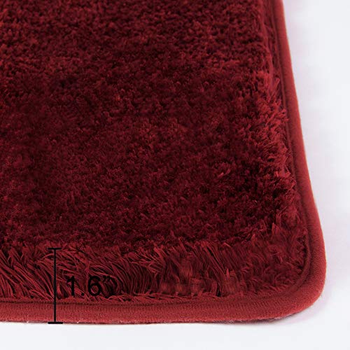 Walensee Bathroom Rug Non Slip Bath Mat For Bathroom (16 X 24, Red) Water Absorbent Soft Microfiber Shaggy Bathroom Mat Machine Washable Bath Rug For Bathroom Thick Plush Rugs For Shower #TOP7