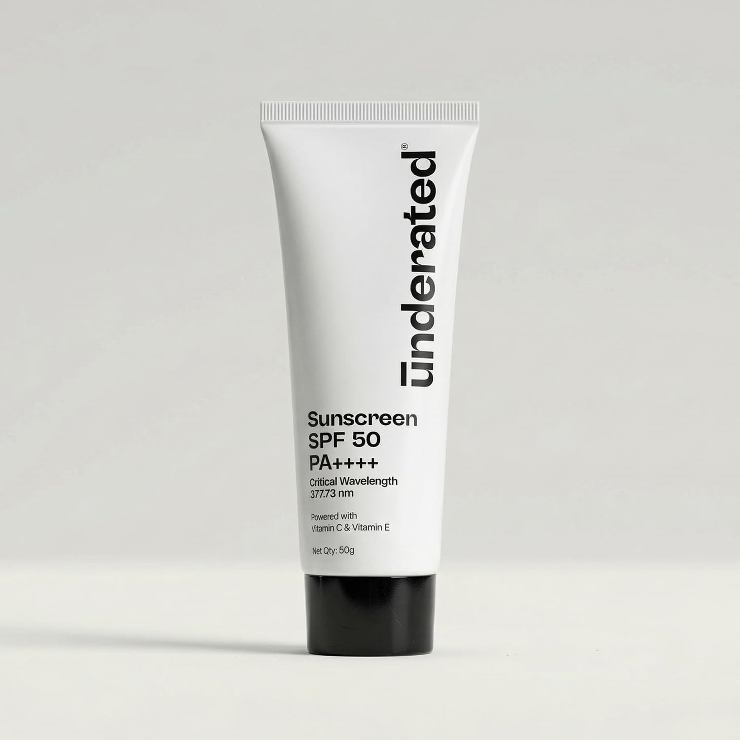 Underated Sunscreen Spf 50 Pa++++ Powered With Vitamin C & Vitamin E For Broad Spectrum Uv A, Uv B & Blue Light Protection | Silicone Free, Non-Comedogenic For All Skin Types | 50G