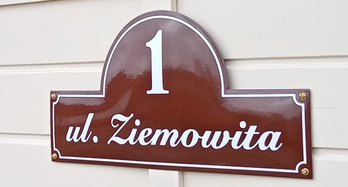 Hausnummerschild Hausnummer mit Straßenname - 24x50 cm - Keramik Emaille - Wetterfest - Personalisiert (Weiß)