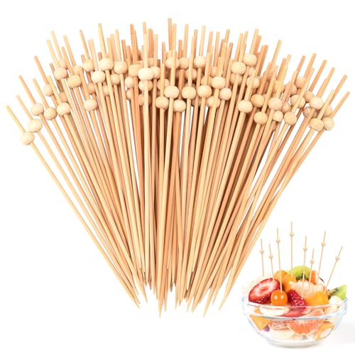 Holtrae 100 Pièces Cure Dent Bois,12cm Pique Brochette,Bâtonnets à Cocktail en Bambou,Pique Brochette Bois,Accessoire de Cocktail pour Barbecues, Fêtes,...