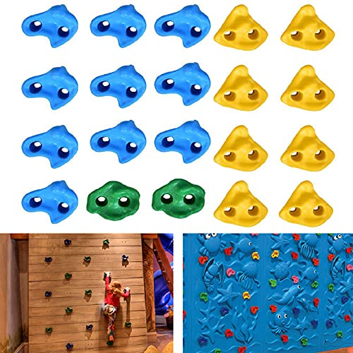 Prises d'escalade for Les Enfants, l'escalade des rochers Multi-Couleurs Mur d'escalade Pierres Assorties Kit Bolt for l'intérieur, extérieur 20Pcs