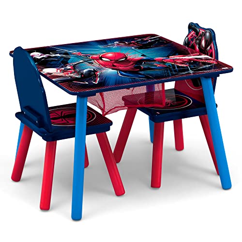 Delta Children Marvel Spider-Man Kids Table Set With Storage (2 Chairs Included) Greenguard Gold Certified, Blue/Red #TOP4