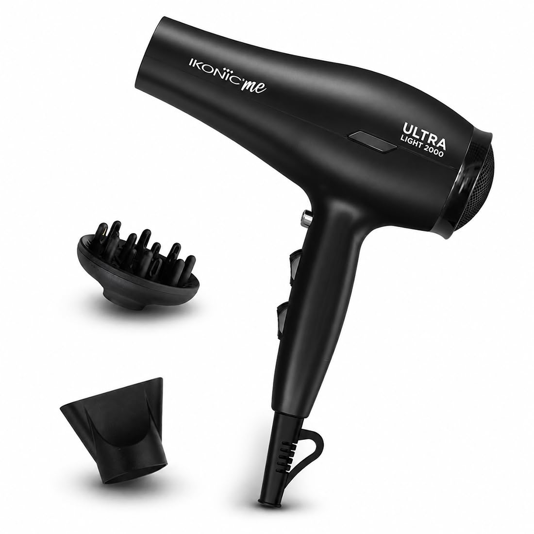 Ikonic Ultralight Professional Hair Dryer 2000 Watts with Nozzle, Diffuser, Hot and Cold Air Feauture, 2 Speed 3 Heat Settings with Cool Shot,Hanging Loop,For both Men and Women, Sutiable for all Hair Types, 1 yr Warranty Black-image-16