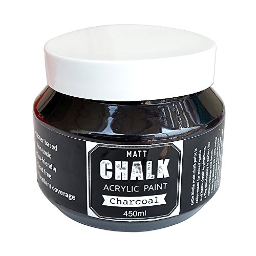 Image of Little Birdie Home Decor Chalk Paint Charcoal - 450 ml |for Wood Furniture, Wall, Home Decor, Glass, Terracotta Pots & Acrylic | Multi Surface Paint
