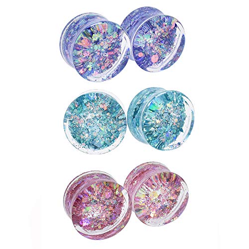 JIAPEIJIA 6Pcs(3pair) 6-30mm Multicolor Acrylic Ear Tunnel Plug and Gauge Ear Expander Stretcher Gauges for Ears Ear Piercing（ 5 8  (16mm)）
