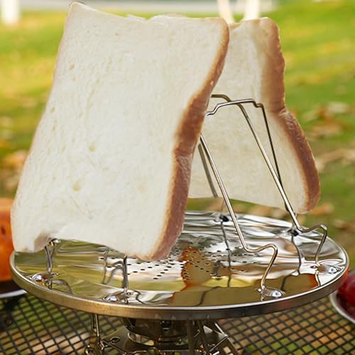 SYXLS Bandeja Plegable De Acero Inoxidable, Mini Tostadora, Tostador De Gas Plegable Para 4 Rebanadas, Hasta 4 Rebanadas, Tostadora De Camping, Outdoor, Picnic, Viajes y Rv,Accesorios Camping