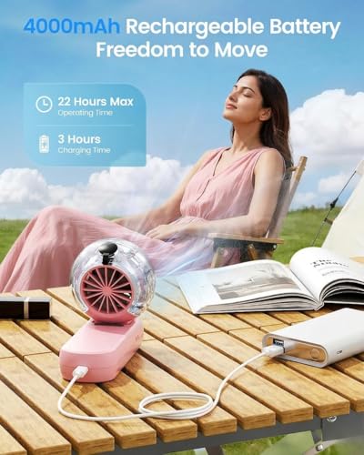 Image of SEVENAIRE Misting Fan Portable Handheld Turbo Fan with Mist, LED Display, Neck & Desk Foldable High Speed Airflow Mini Fan, Rechargeable Personal Mister Fans with Water Spray Bottle for Outdoor Travel