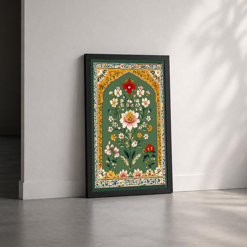 Image of Floral Botanical Premium Framed Wall Poster (12x18 Inch) | Indian Floral Wall Art | Home & Office Decor for Bedroom, Living Room & Workspace | Ready-to-Hang Display Frame