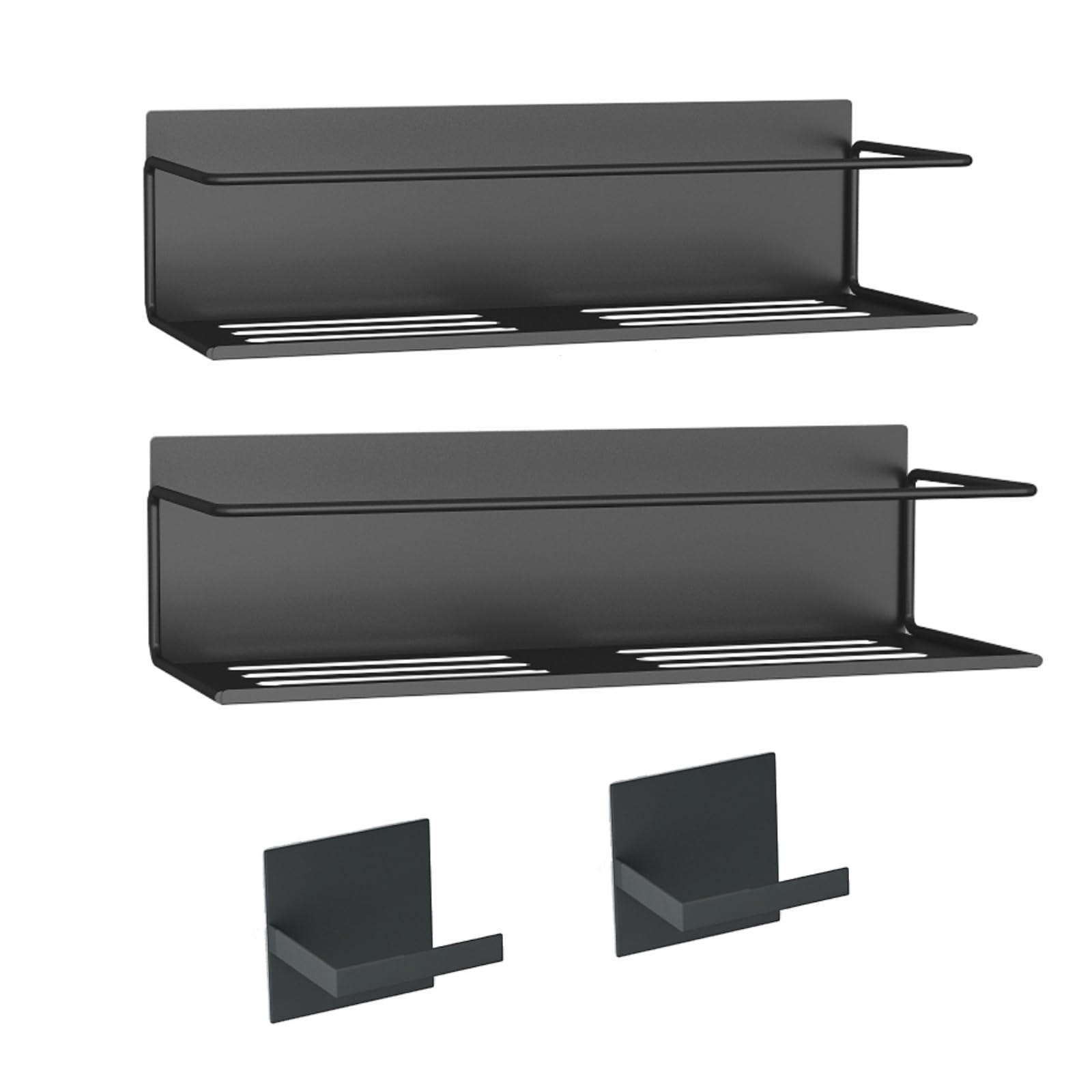 Magnetic Spice Rack For Refrigerator, Space Saving Magnetic Shelf For Fridge Black 2 Pack With Magnetic Paper Towel Holder