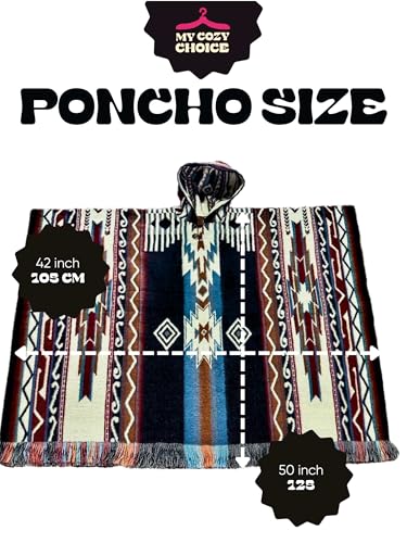 Image of Wool Poncho Adult Ponchos With Hood for men Alpaca Poncho Men Artesanal Ponchos Adult Alpaca Mens Panchos