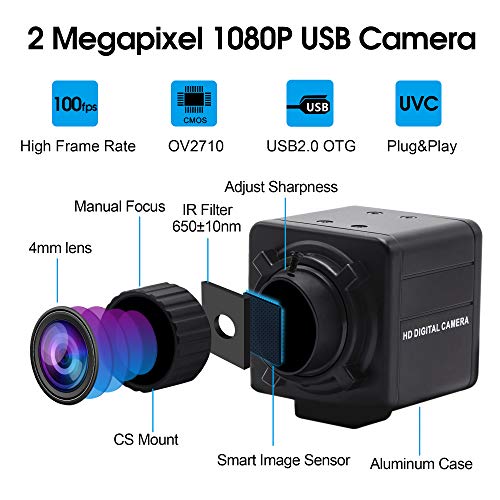 Caméra USB USBFHD01M avec objectif manuel 4mm pour vision industrielle - 4