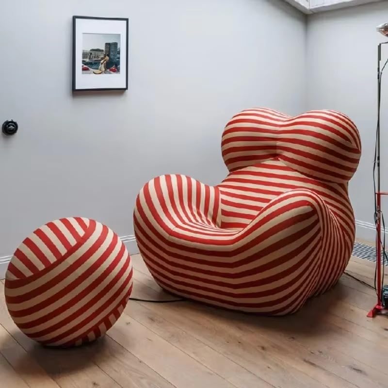 Modern Designer Lazy Sofa - Red & Yellow Lounge Chair