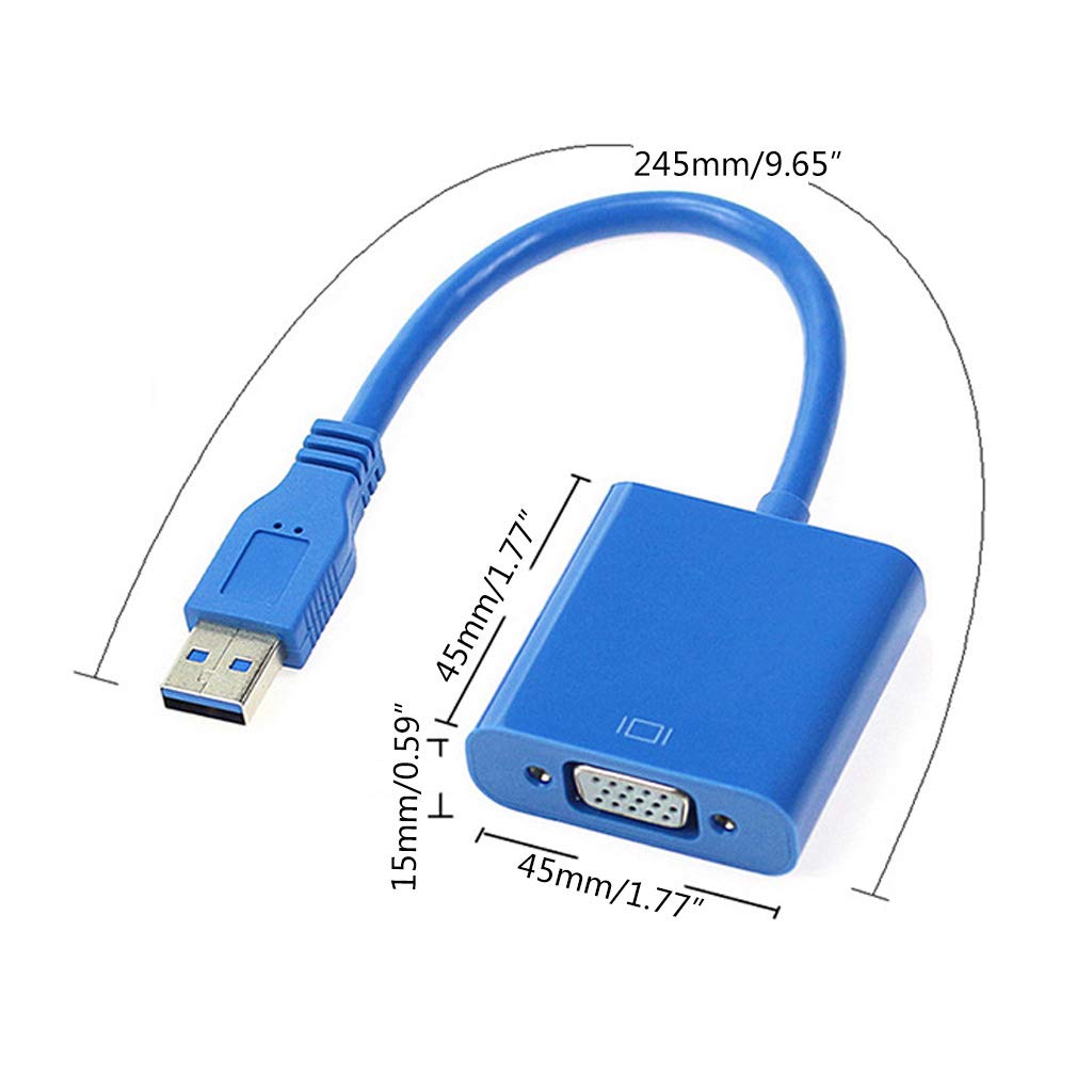 Adaptateur USB 3.0 Vers VGA – Full HD 1080P, Plug & Play | Pour PC Windows, Multi-Écrans
