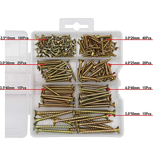 ORGRIMMAR Holzschraube Phillips Flachkopf Trockenbau Spanplattenschraube Pozi Drive Gelb Verzinkt Holz Innenausbau… – Bild 5