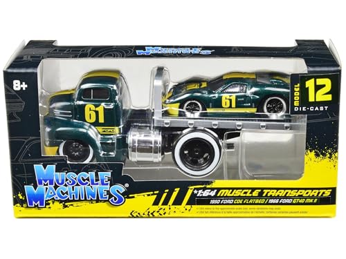 Muscle Machines 1950 Ford COE Flatbed Truck y 1966 Ford GT40 MK II 1/64