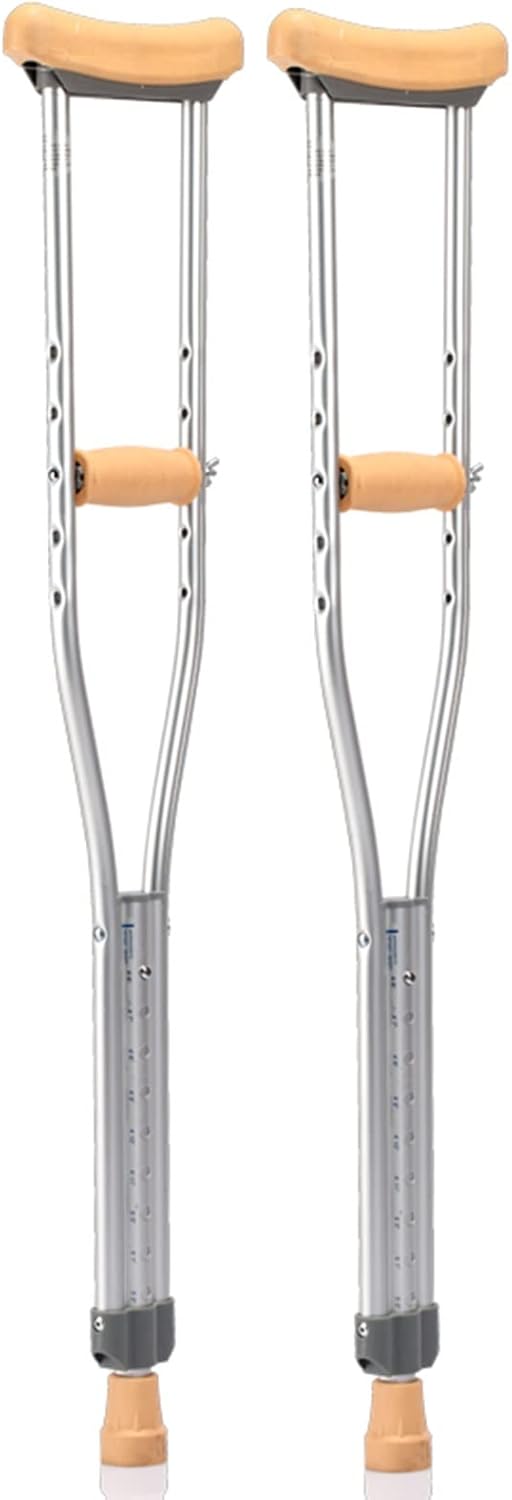 Aluminum Underarm Crutches for Adults, Ergonomic Medical Crutches, Adjustable Height Underarm Crutches for Men and Women (×2 Units, Size, S/M) (Size : Medium)