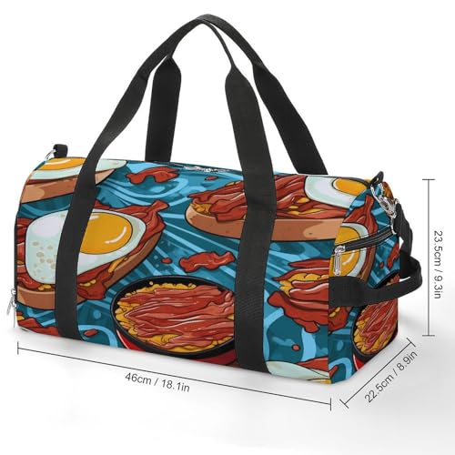 Bacon Eggs Gym Bag Travel Duffel Bag Sports Tote Bag Workout Bag Weekender Bag for Women Men2