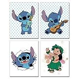 Cartoon Art Prints Art Painting Set of 4 (8”X10” Canvas Picture) Children Boys Birthday Gift Game Girls and Daughter Room Decor Kids Nursery Poster Art Prints Wall Art Unframed