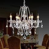 Crystal Chandeliers Classic Crystal Candle Chandelier Lighting, Vintage 6 Lights Pendant Ceiling Fixture Lamp for Dining Room Bedroom Island Hallway Wedding Decoration D23.6 X L47.2