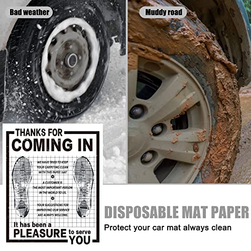 800 Pcs Bulk Disposable Car Paper Floor Mats Automotive Floor Mats Brown Kraft Paper Floor Mats For Cars Vehicles Printed With Cute Footprint And Words For Car Dealerships 20 X 16 Inch (White) #TOP5