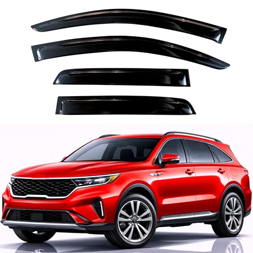 Image of KPY Rain Guards Fit for 2021-2026 Kia Sorento, Out-Channel Window Visors Vent Wind Deflectors 4PC, Car Accessories for 21-26 Sorento