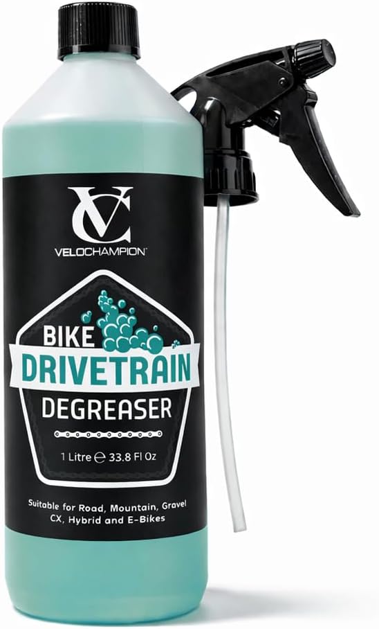 VeloChampion Bike Degreaser Spray 1 Litre   Chain Cleaner for Road Bikes, MTB & Hybrid Cycles   Fast Acting Eco Biodegradable Bike Drivetrain Cleaner - Made in the UK 1 Litre