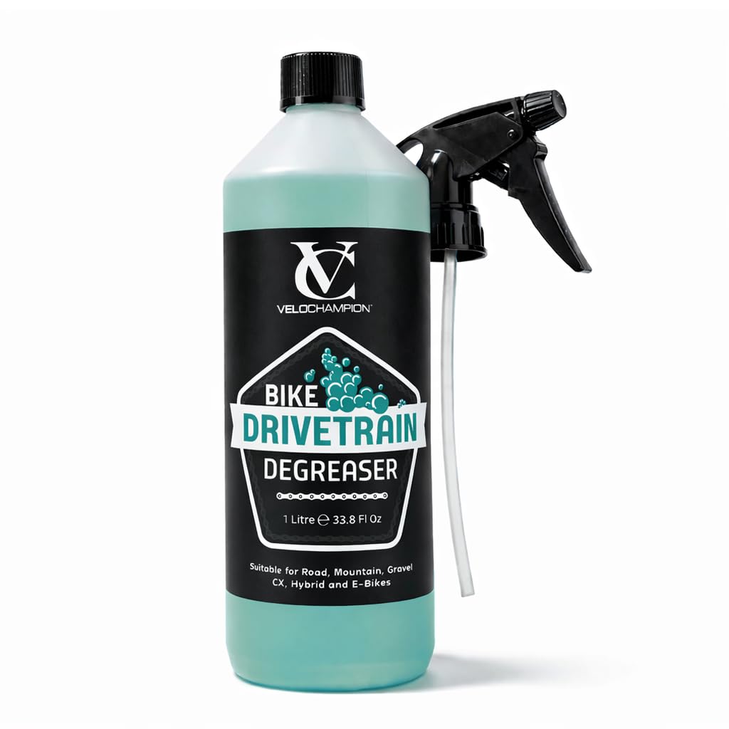 VeloChampion Bike Degreaser Spray 1 Litre – Chain Cleaner for Road Bikes, MTB & Hybrid Cycles – Fast Acting Eco Biodegradable Bike Drivetrain Cleaner - Made in the UK (1 Litre)