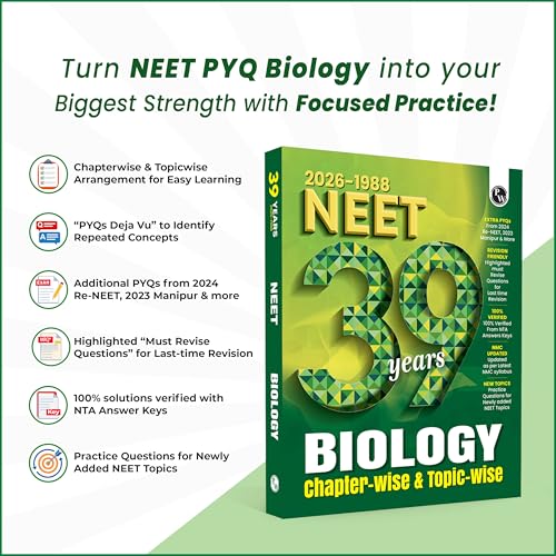 Image of PW NEET PYQ 39 Years Biology For 2027 Exam | PYQ Deja Vu | Additional PYQs from Re-NEET and Other States | Chapterwise and Topicwise Solutions (2026-1988) with Highlighted Must Revise Questions