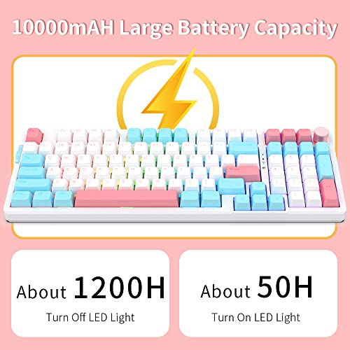 Nacodex 96 Key Hot Swappable Gasket Mount Keyboard | Amazing 10000Mah Bluetooth /2.4G /Wired Pc Gaming Custom Keyboard With Kailh Mx Cream Switch | Knob Control | Mda Pbt Keycaps #TOP4