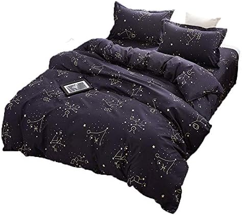 Loussiesd Galaxy Glow in The Dark Duvet Cover for Girls Kids Single Purple Universe Starry Night Bedding Set Super Soft Outer Space Stars Moon Comforter Cover Set Girl Bedroom Glow