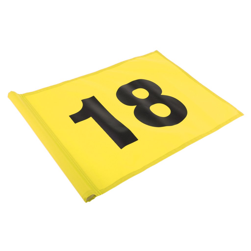Formation De Pratique Professionnelle De Golf Professionnel en Nylon Durable De Drapeau De Golf Mettant Le Fanion De Bannière De Drapeau Vert avec Le - Jaune avec Le Numéro 18, 51 x 36cm