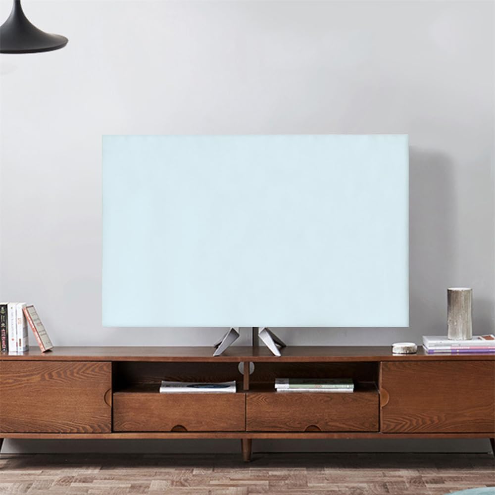 Housse de Télévision Anti-Poussière 32-85 Pouces Tissu Élastique Protection Écran Couleur Unie Beige 56-65 Pouces
