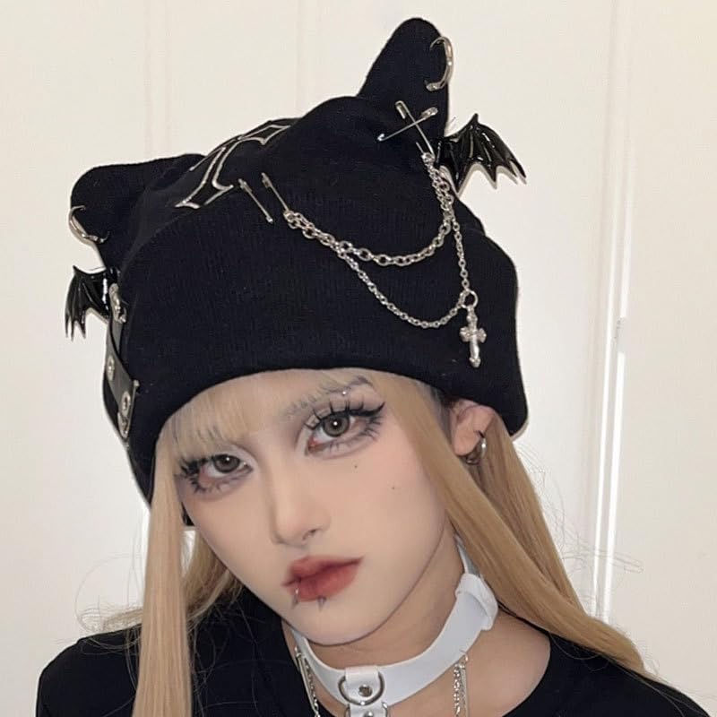 Gorro Beanie Y2k Goth Para Mujeres Invierno Punk miniatura 4