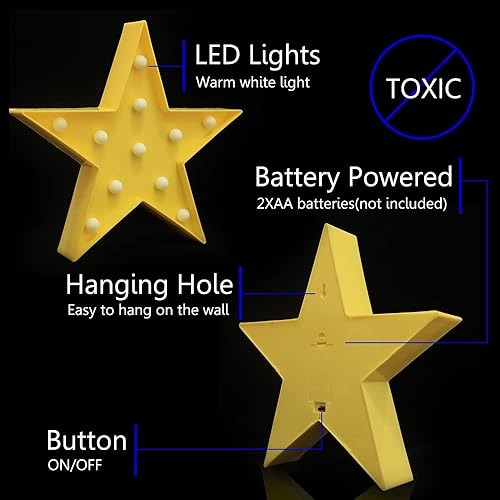Vista 12 de Luz nocturna LED de marquesina, funciona con pilas, lámpara de mesa de escritorio en forma de estrella para niños, bebé, niño, regalo de niña, Azul