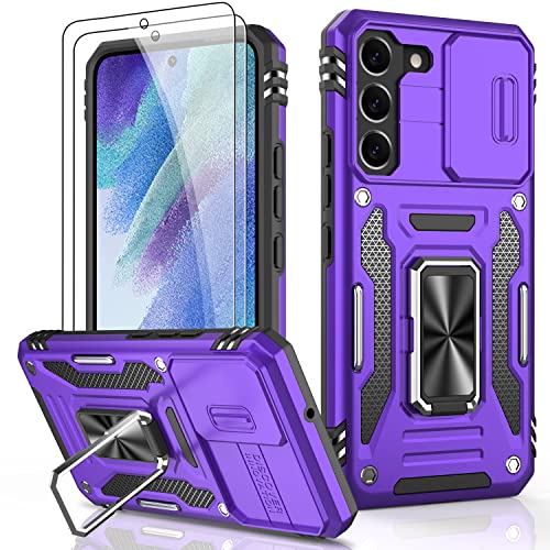 Lumarke Galaxy S21 Fe Case With Camera Cover,Samsung S21 Fe Cover With Screen Protector Pass 16Ft Drop Test Military Grade Protective Phone Case With Kickstand For Samsung Galaxy S21 Fe Purple #TOP9