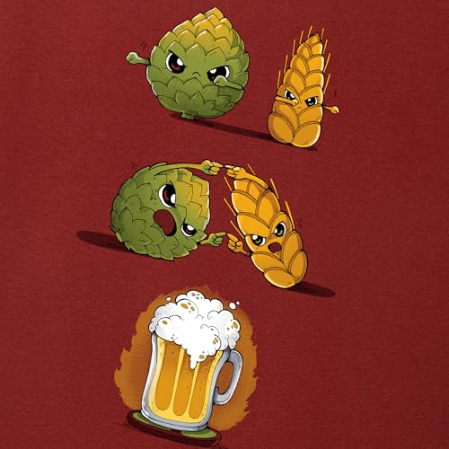 Pampling Camiseta de Manga Corta, 100% Algodón, Ropa Unisex para Hombre y Mujer, Serigrafiada con Cuello Redondo y Corte Recto, Color Rojo (Beer Fusion, L)