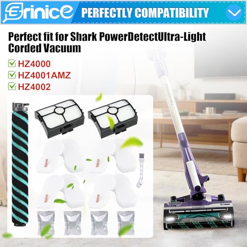 Image of 12 Pack HZ4002 Brush Roller Filter Replacement Part for Shark PowerDetect Ultra-Light Upright HZ4000 HZ4002 HZ4001 Vacuum, 1 Brushroll 2 Filters 4 Foam Filters 4 odor neutralizer 1 Cleaning Brush