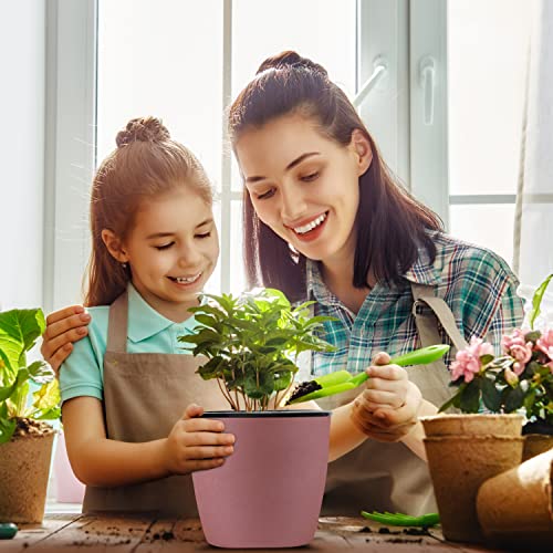 Amazon Brand – Umi Set of 2 Pink Colour Pots for Plant - 7 Inches Self Watering Flower Pot Good for Indoor & Balcony Decor Plastic Gamla Planter (Only Pots)